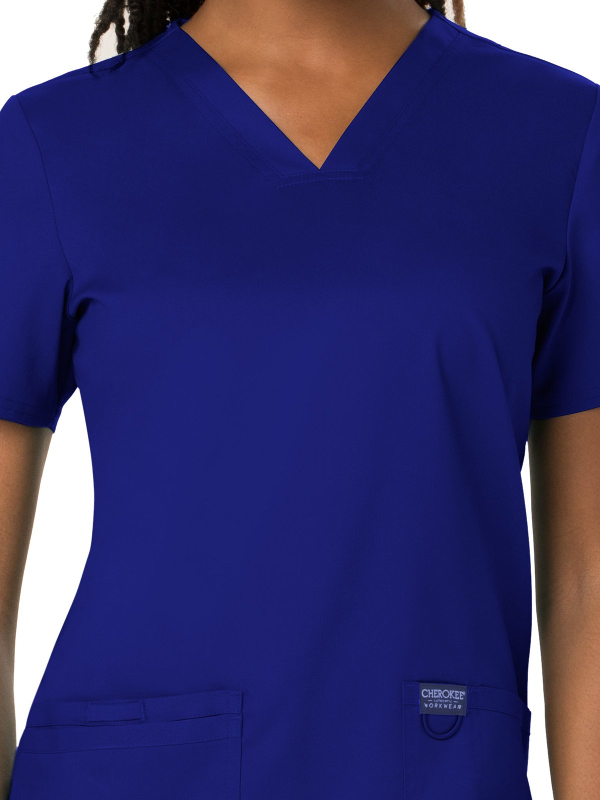 CHEROKEE Damski top medyczny z dekoltem w serek, Niebieski Galaxy, L