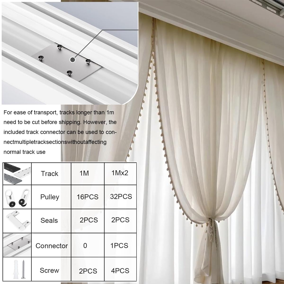 Rails de rideaux doubles ultra-fins et silencieux en aluminium pour fenêtres de camping-car et de chambre à coucher – Séparation d'intimité à montage au plafond, facile à installer, réglable de 5 à 8