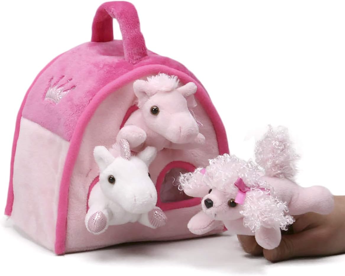 Pink Animal Finger Puppet Play House 8" by Unipak