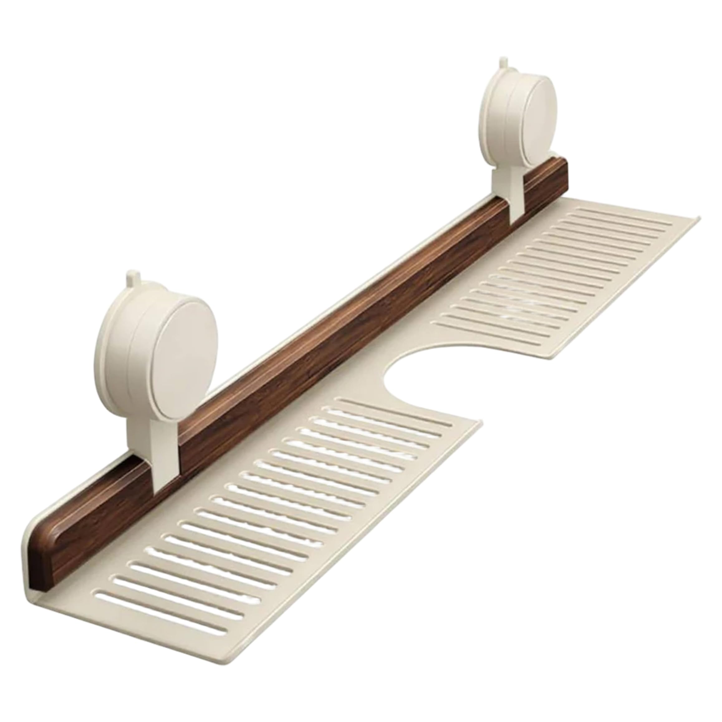 Xoeryoy Bathroom Sink Shelf over Faucet, Hollow-out Bathroom Sink Organizer, No-drill Suction Storage Rack, 15.75inch, White