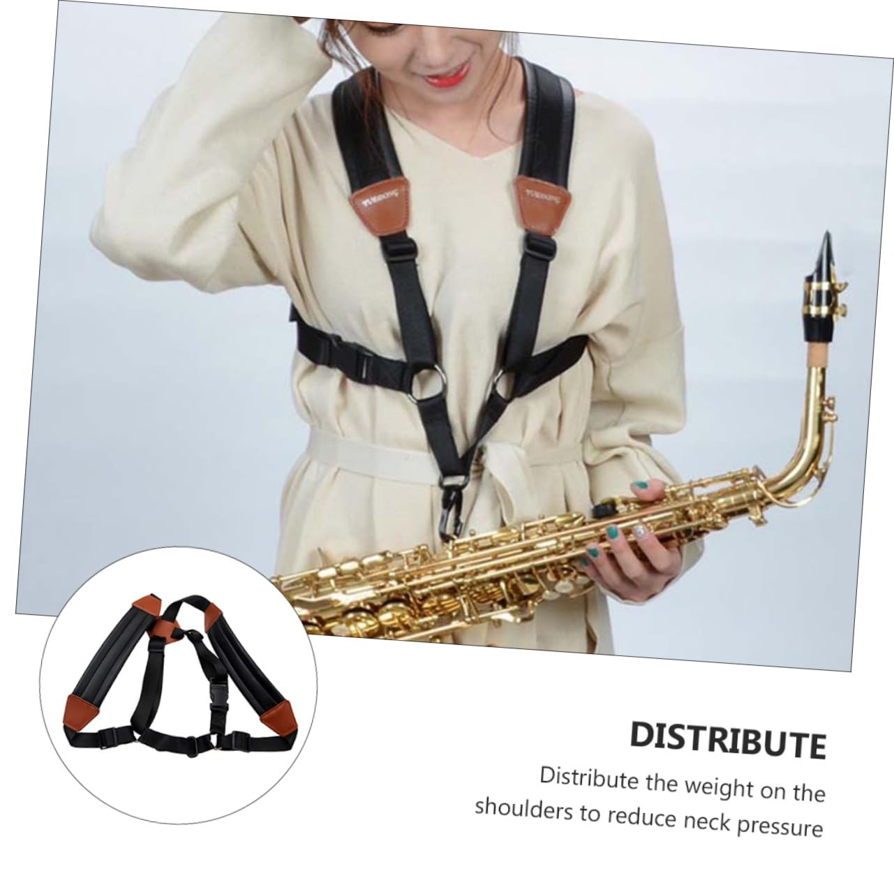 BESTonZON 2pezzi Regolabile Per Sax Con Spallacci Imbottiti e Materiali Resistenti Cintura Per Adulto e Comfort e Libertà Di Movimento Per Musicisti