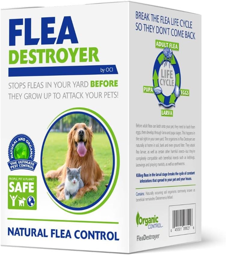 Natural Flea Control for Dogs & Cats - Specifically Formulated for Safe, Effective, Long-Lasting Flea Control - 10 Mil Beneficial Nematodes - Steinernema Feltiae (SF) & Carpocapsae (SC)