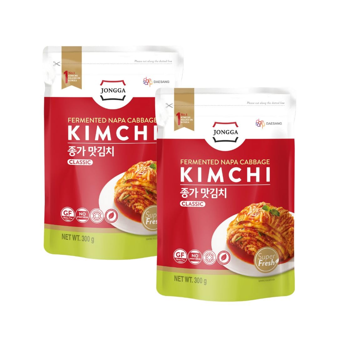 Jongga Kimchi Fresco Picante y Fermentado 300g Pack de 2
