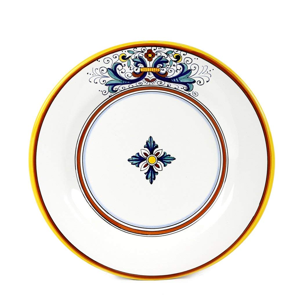RICCO DERUTA LITE: Salad Plate [003/L-RIC] ~ Authentic hand painted in Deruta, Italy. Original design. Shipped from the USA with Certificate of