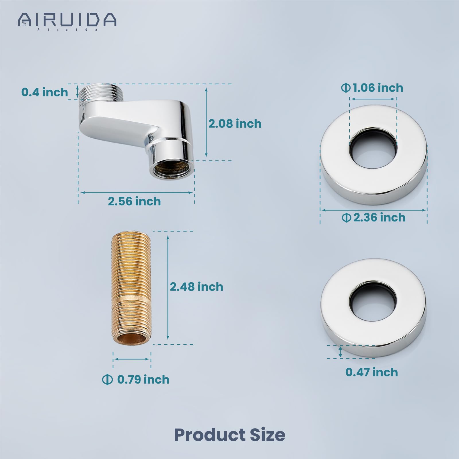 Airuida Verlängertes Gewinde, verstellbare Schwingarme, 9.5 cm, Wandhalterung, Klauenfuß, Badewanne, Dusche, Wasserhahn-Adapter, 5.4 cm, kommerzielle Nutzung, Exzenterschraube, 1 Paar, Chrompolitur