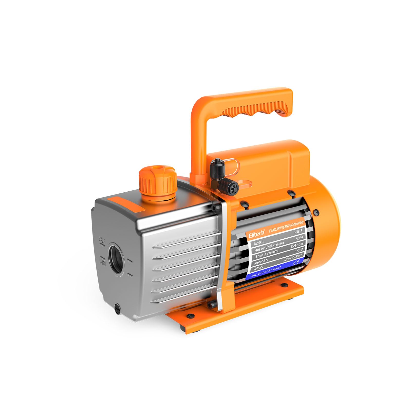 Elitech Pompa del Vuoto Condizionatori NVP-5 2L/S 1/3HP Pompa a Vuoto Rotante Monostadio per HVAC Raffreddamento Manutenzione Condizionatori Auto Compatibile con R32 R134a R410a