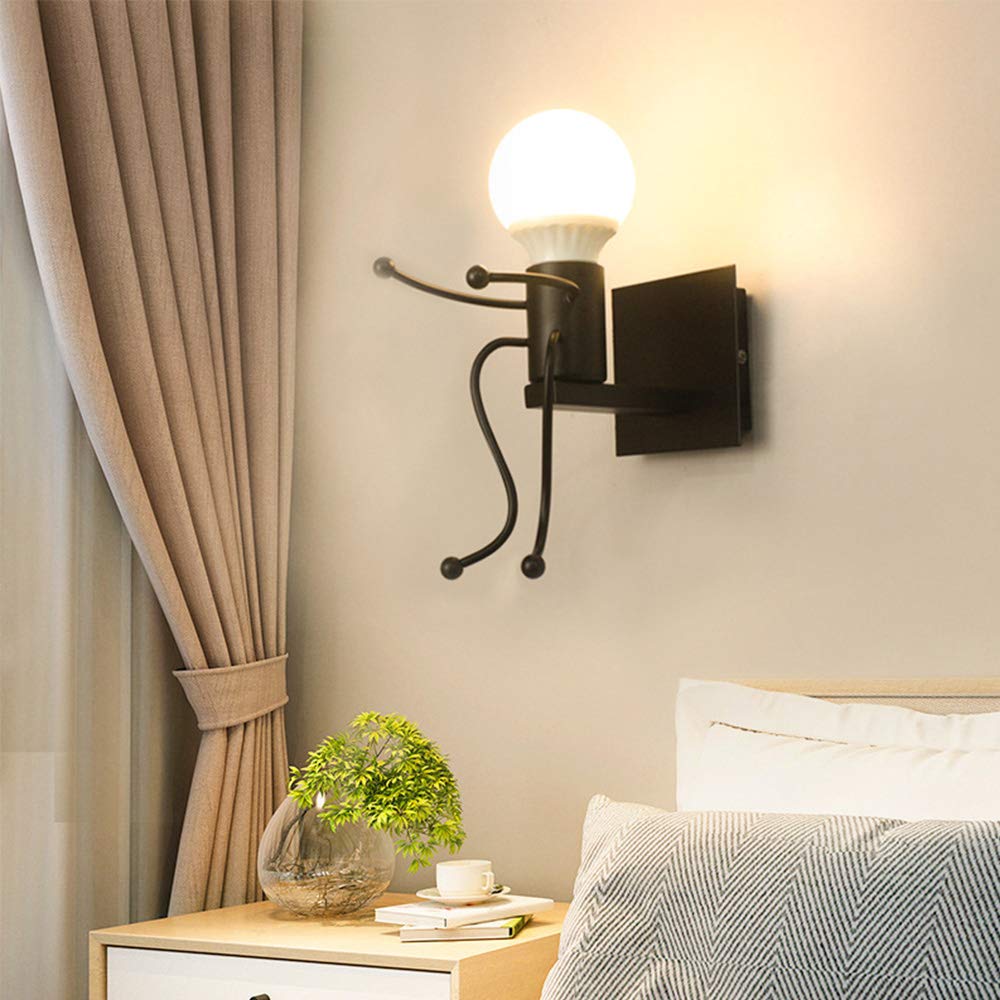 Grappige Cartoon wandlamp - Nachtlampje voor aan de muur - Wit/Zwart