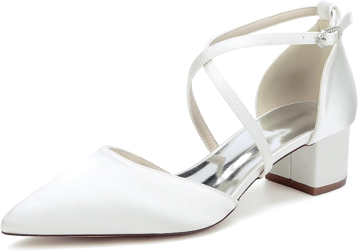 Low Block Wedding Heels Women - Satin Chunky Bridal Shoes