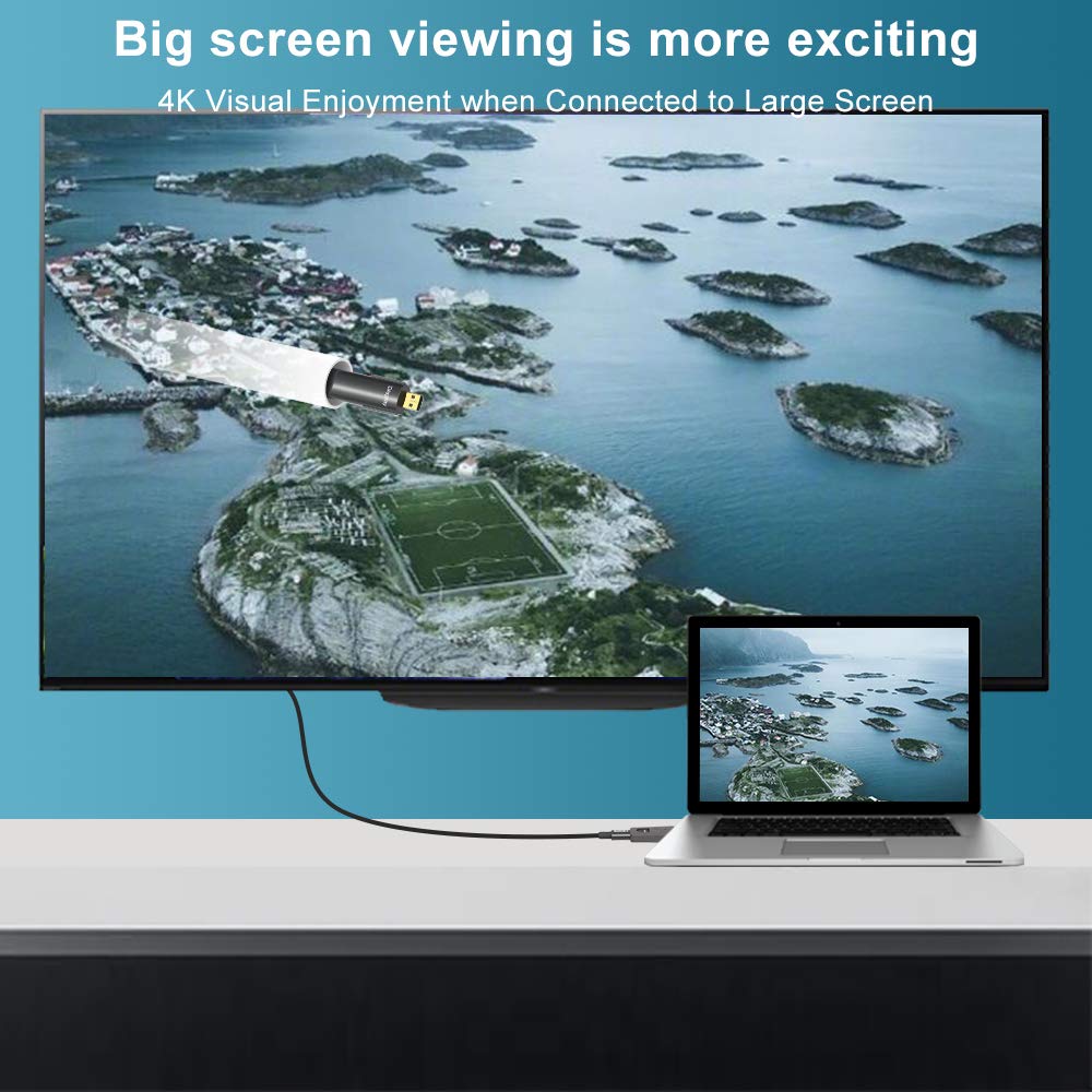 YIWENTEC Kabel światłowodowy HDMI 4k@60Hz HDCP2.2 4:4:4 wysoka prędkość 18 Gb/s HDR 3D 4K2K HDMI optyczny kabel światłowodowy z micro HDMI typu pull (20 m, 4K)
