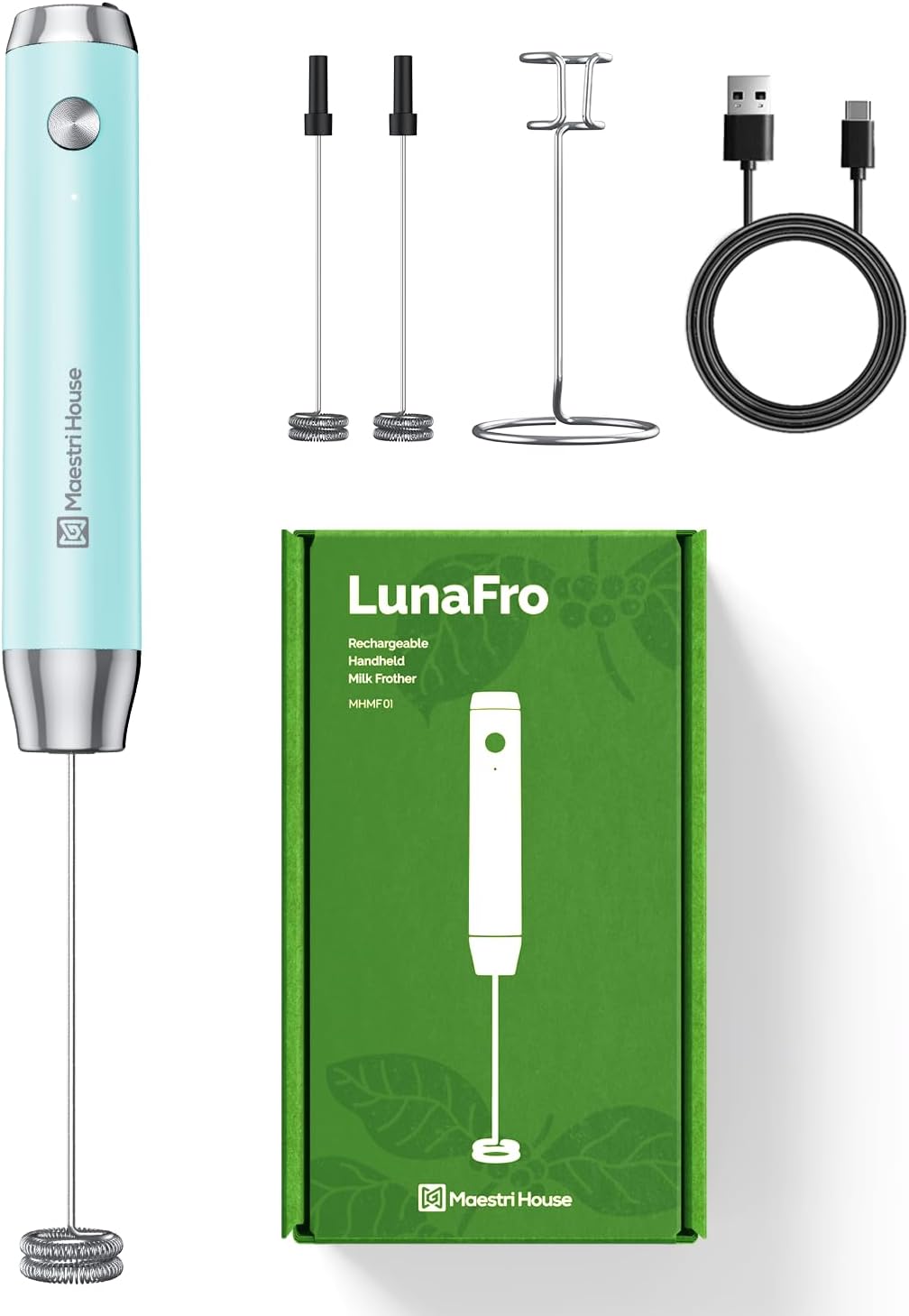 Maestri House Variable Temp and Froth Thickness DualFro 600 Milk Frother Steamer + LunaFro Handheld Foam Maker