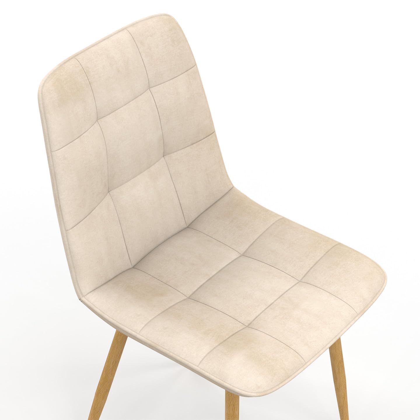 IDMarket – Juego de 6 sillas Mila de terciopelo beige y patas efecto madera para comedor