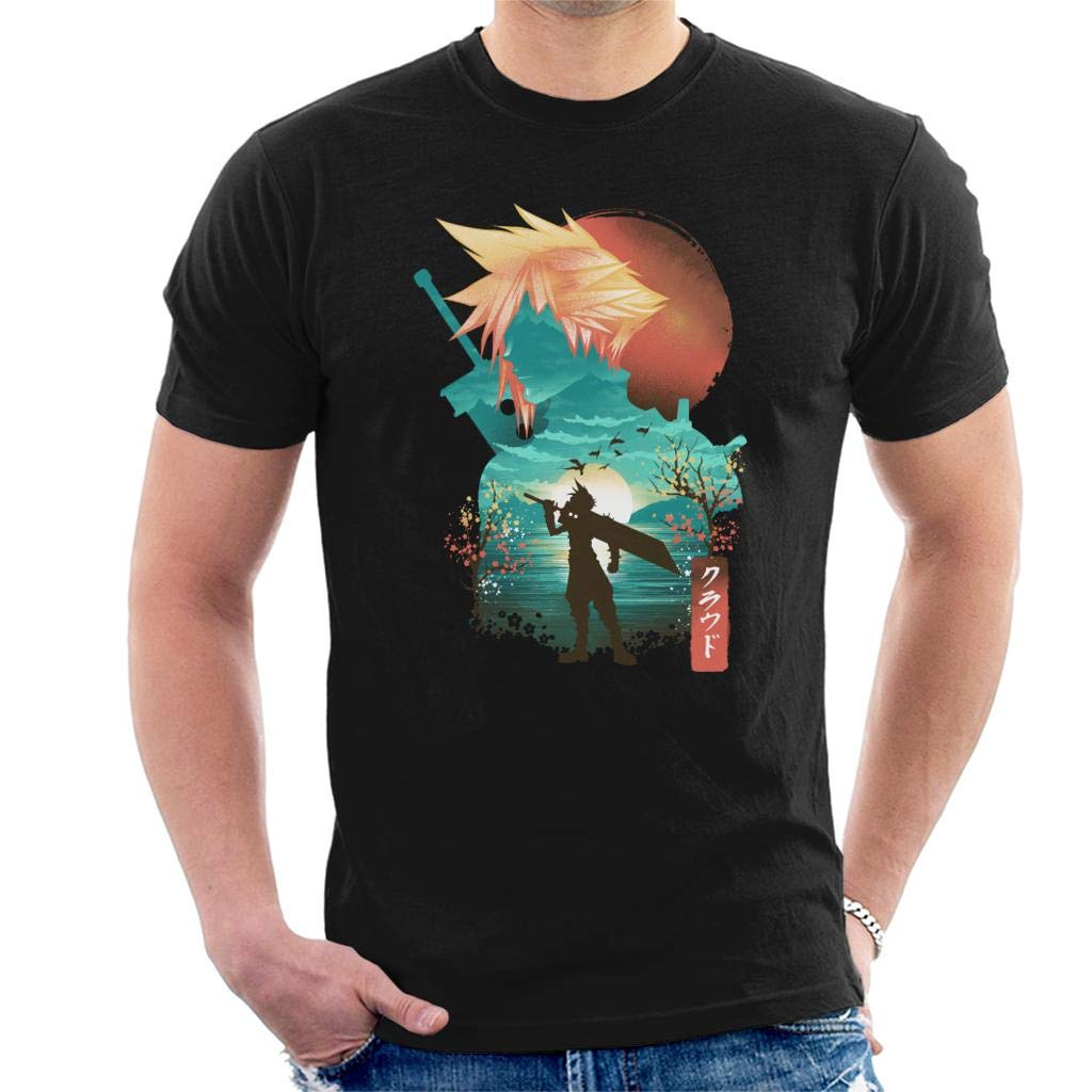 Cloud City 7 Men's Black Final Fantasy Cloud Strife Ukiyo T-Shirt