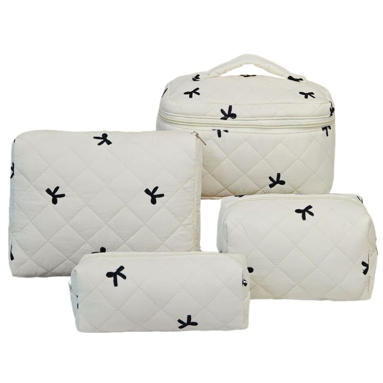 Borsa for il trucco portatile da donna, grande capacità, borsa da viaggio for articoli da toeletta da donna(White Four-Piece Set)