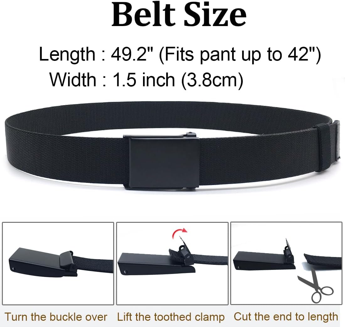 WYuZe Nylon Elastic Stretch Belt-2 Pack Men Casual Golf Belt Military Metal Buckle - Image 4