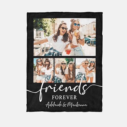 Miniatura 10 de YESCUSTOM Manta personalizada de Best Friends Forever con collage de fotos, mantas personalizadas para mejor amiga, aniversario, cumpleaños,