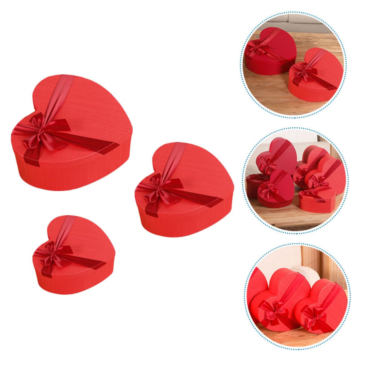 Ciieeo 3 Stück Herzförmige Geschenkboxen aus Stabilem Karton Große Verpackungskartons für Hochzeit Geburtstag und Valentinstag Wiederverwendbare Aufbewahrungsboxen mit Deckel
