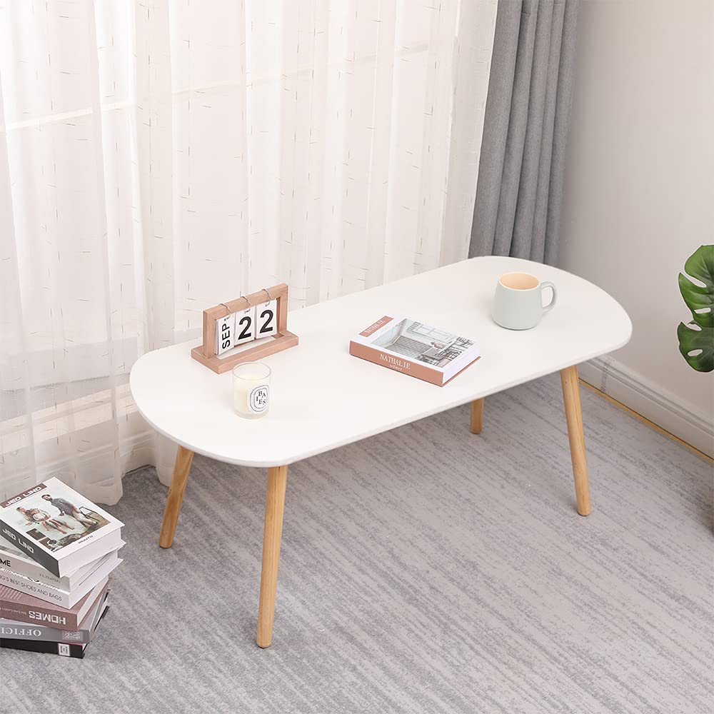 Kedia - Mesa de café de madera, escandinava, mesa de té, mesa auxiliar, mesa baja Gigogne, mesas bajas de salón, oficina, balcón (blanco)