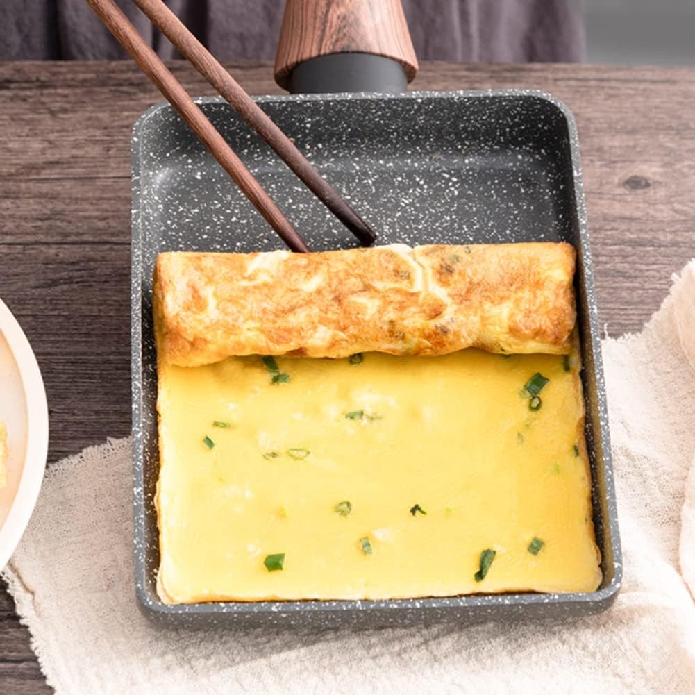 Omelet Pan,Pan Nonstick Japanese Omelette Pan, Non-Stick Egg Pan Square Frying Pan Griddle Pan Skillet With Wooden Handle For Pancake, Crepes, Omelette, Fried Eggs