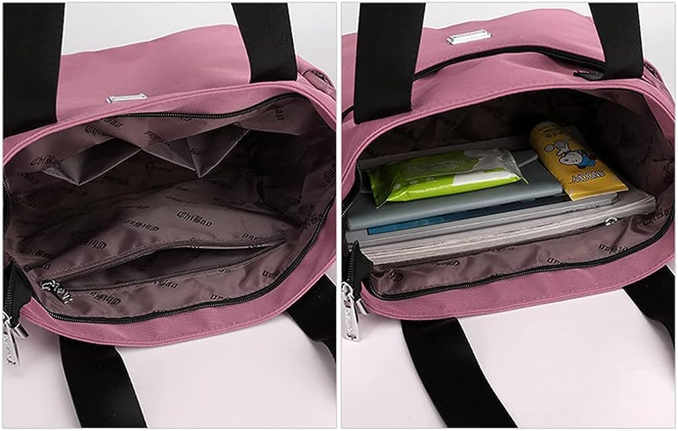 YXQSED Nylon Shopper Damen, Leicht Multi-Tasche Handtasche Wasserdicht Groß Umhängetasche Schwarz
