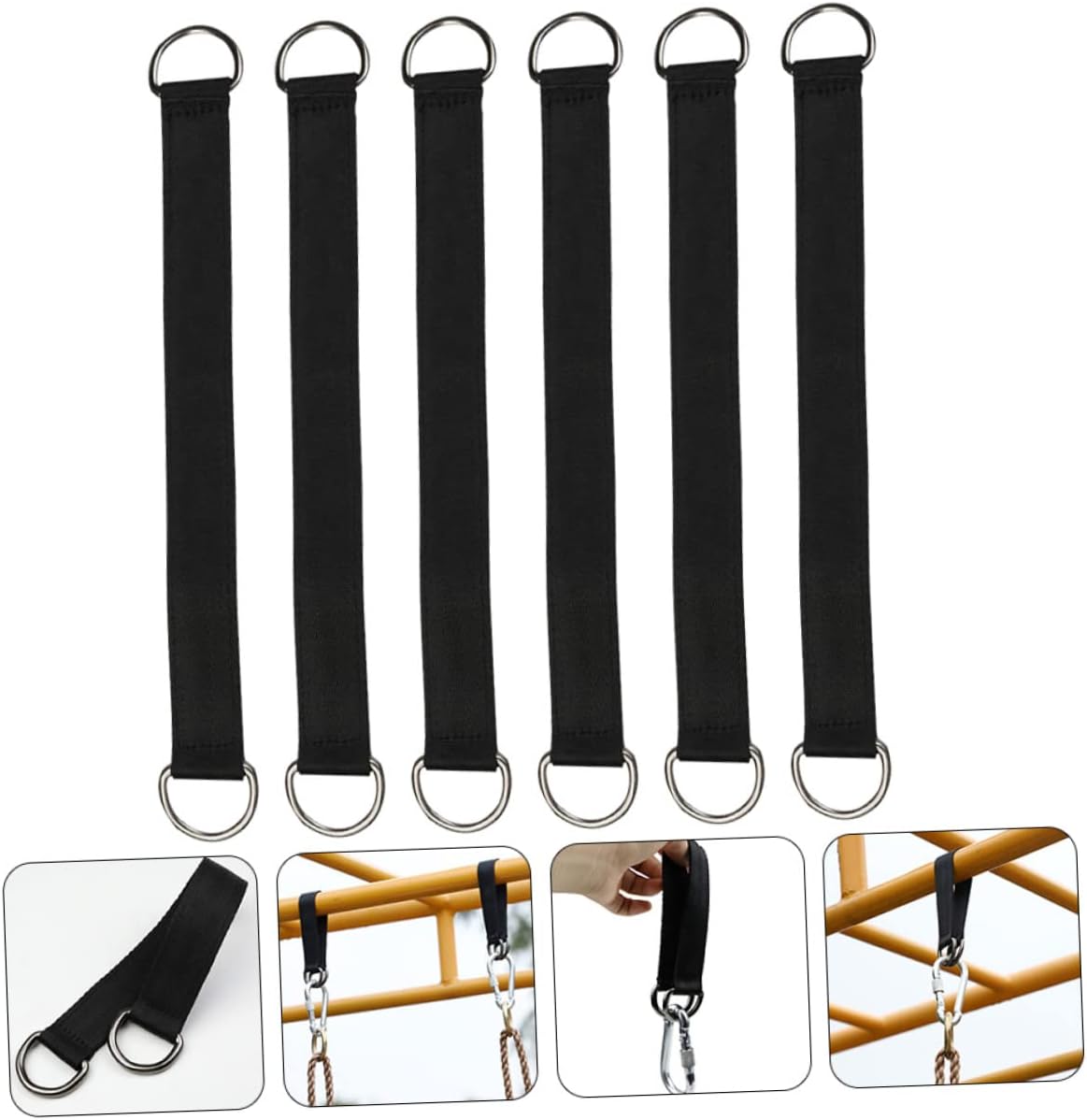 6pcs Outdoor Tree Swing Straps Swing Hanging Buckle Strap Heavy Duty Camping Hammock Ropes