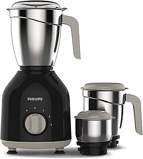Philips HL7756 Mixer Grinder 750 watt with 3 Stainless Steel Jars | 5 Years Motor Warranty with 25 mins Continuous Grinding | Mixer Grinder for Kitchen with 3 Speed Control & Pulse Function (Black)