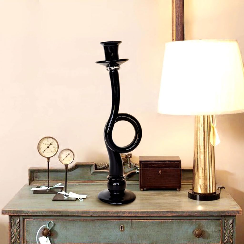 Portavelas nórdico de cristal negro para el hogar, arte creativo, decoración de candelabros