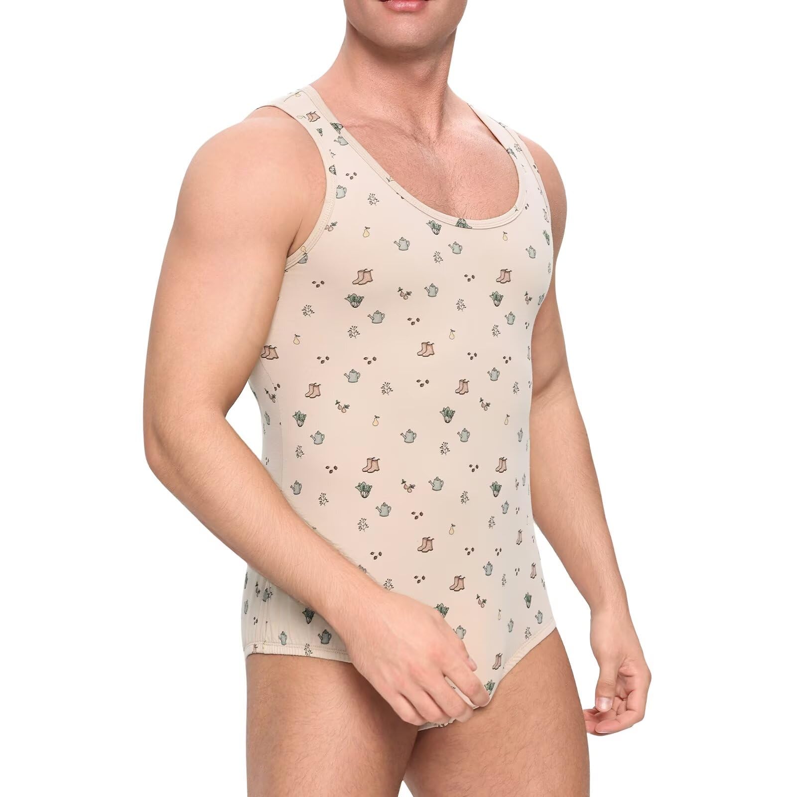 Landofgenie Body Homme sans Manches Débardeur Pyjama Combinaison pour Adultes