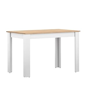 Symbiosis Nice, Mesa de comedor, blanco y roble natural 110x70x73,1 cm