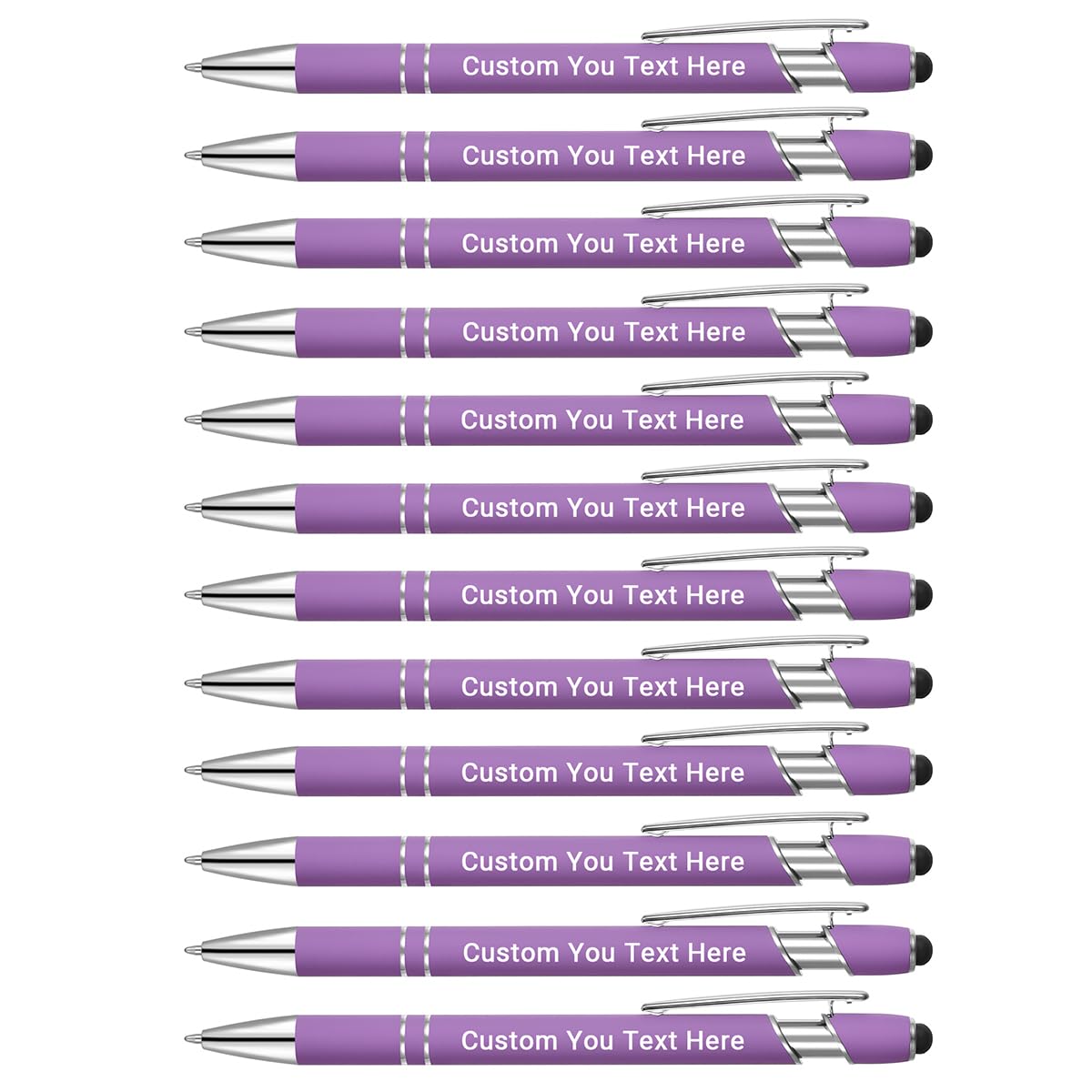 Zoonnis 24 Pcs Personalized Ballpoint Pens with Stylus Tips for Business Personalised Engraved Pen In Bulk for Women Men with Name Text Customised Pen Writing Custom Pen With Black Ink for School — image 1