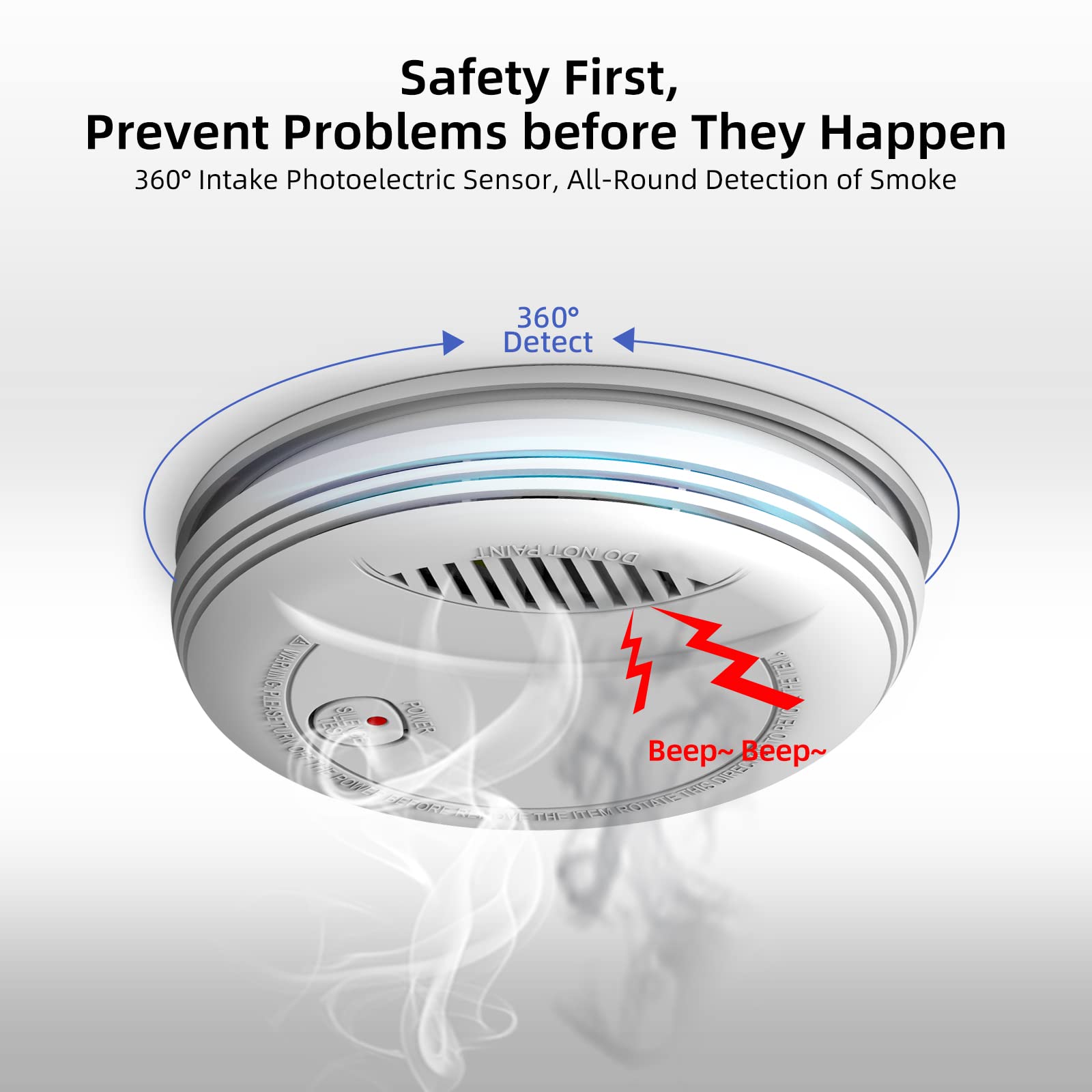 Rilevatori di fumo Clouree, allarme fumo Wi-Fi compatibile con l'app Tuya/Smartlife, mini allarme antincendio wireless interconnesso, modello PA-437W(5pz.)