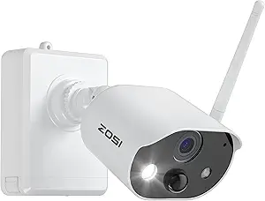 ZOSI Add-on Camera 1080p Rechargeable Battery Powered Security Cameras,80ft Night Vision,PIR Motion Detection,2-Way Audio, Only Compatible for ZOSI C301 NVR System (NVR Model:1NR-04DR32-US) asin的图片