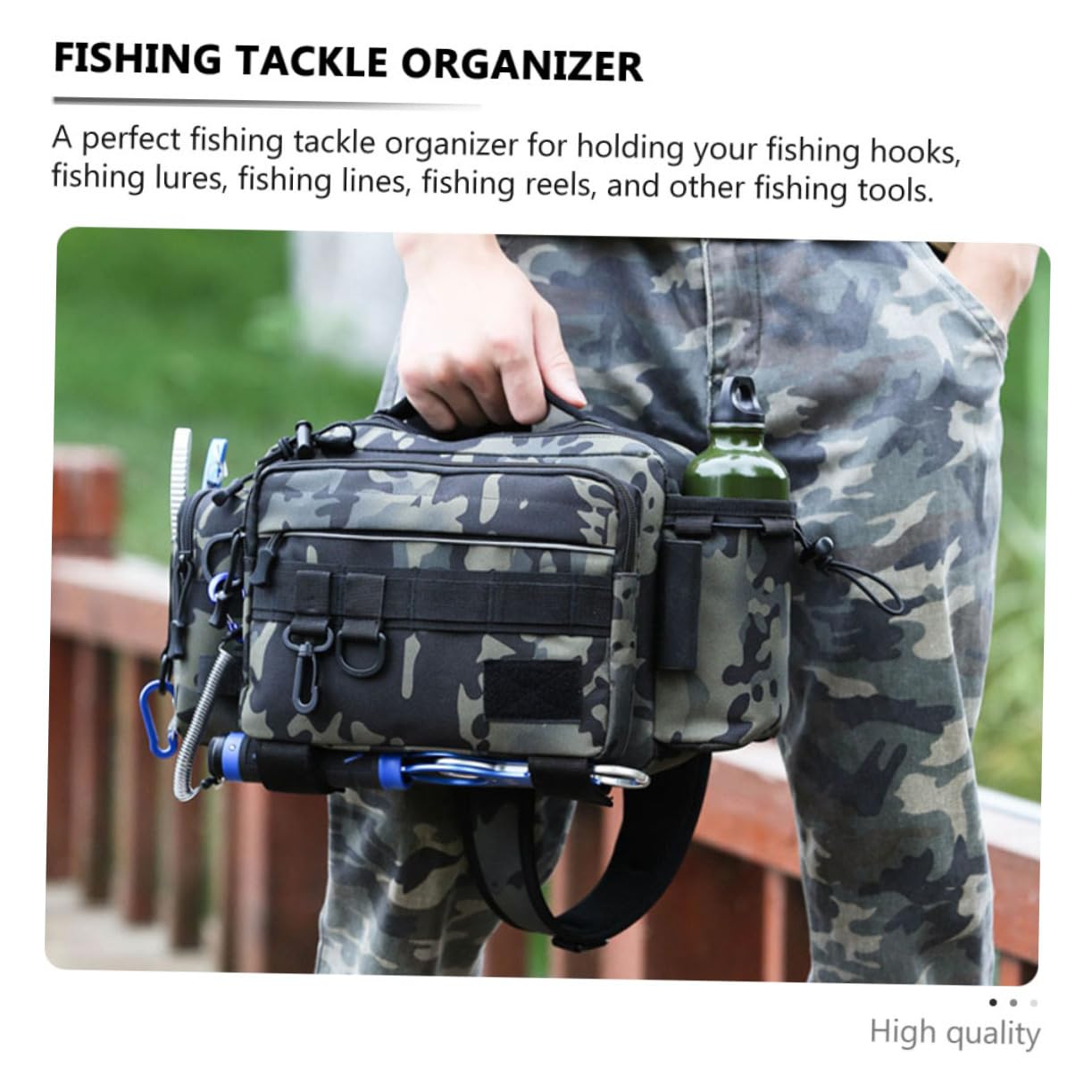 Borsa per Canne da Pesca in Nylon, Tracolla Regolabile, Compatta | Festa Estiva, Organizer Portatile per Lenze e Ganci, Pratico per Pesca, Poliestere e Nylon