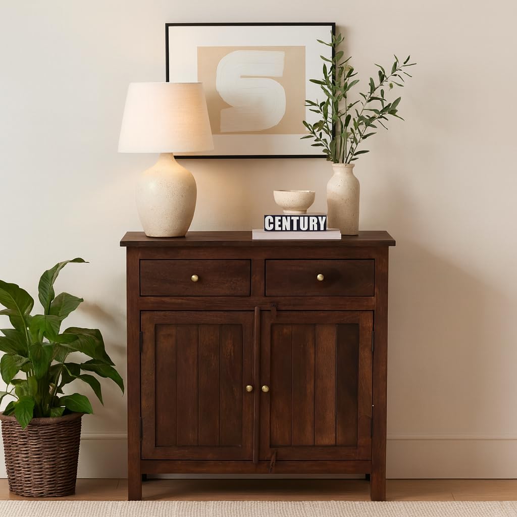Kraft Bazaar Solid Wood Crockery Cabinet | Multipurpose Sideboard for Kitchen & Dining | Scratch-Resistant Tubaq Finish | Elegant Storage Solution-image-46