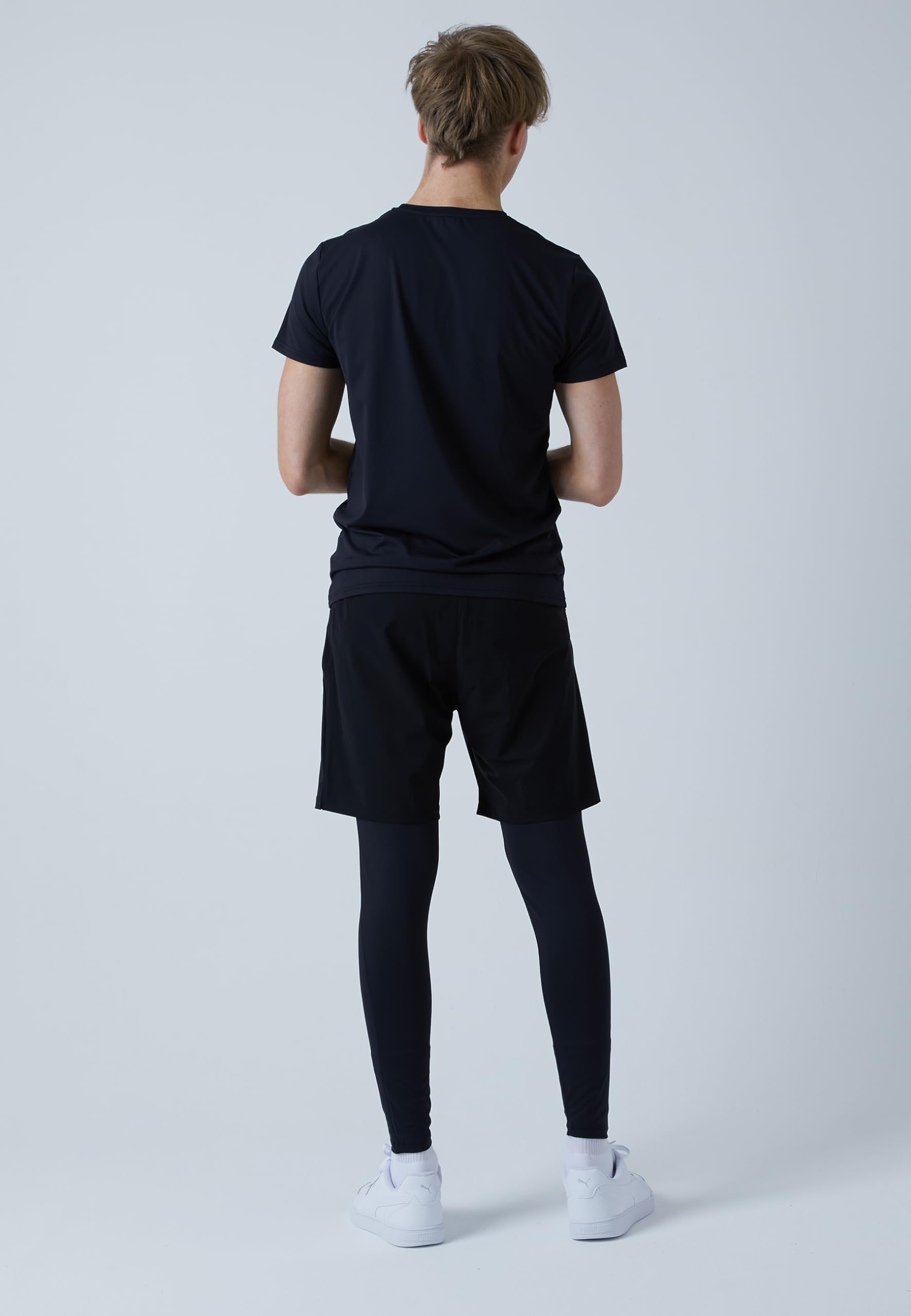 Sportkind Jungen & Herren 2-in-1 Shorts mit Leggings, Laufhose mit Taschen, atmungsaktiv, UV-Schutz, Padel, Tennis