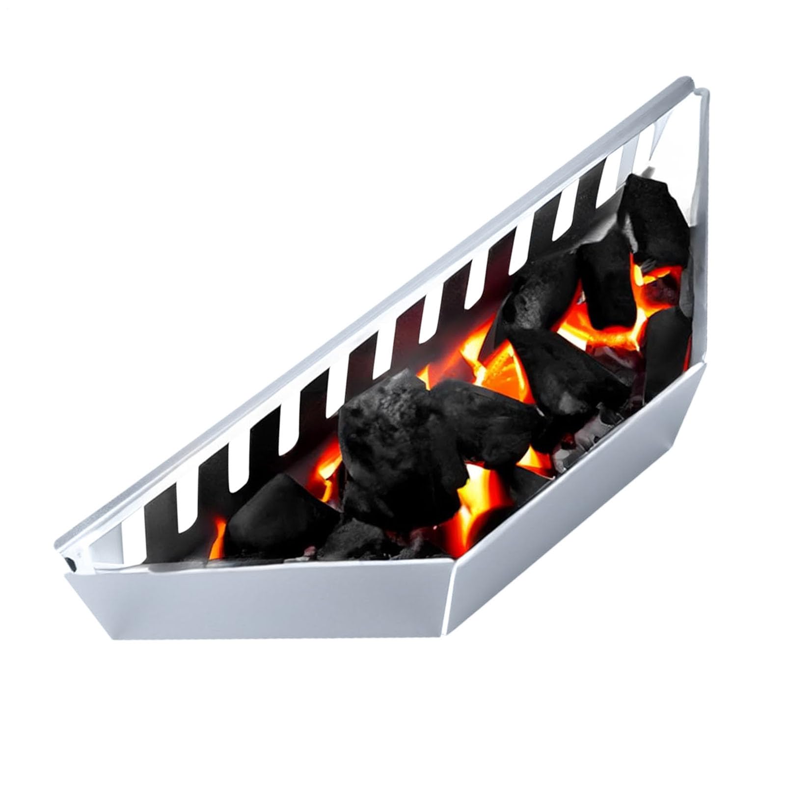 Set di 2 cestini a carbonella per il calore diretto e indiretto, per barbecue a carbonella da 47, 57 e 67 cm, 38,5 x 11 x 7,5 cm, in acciaio inox