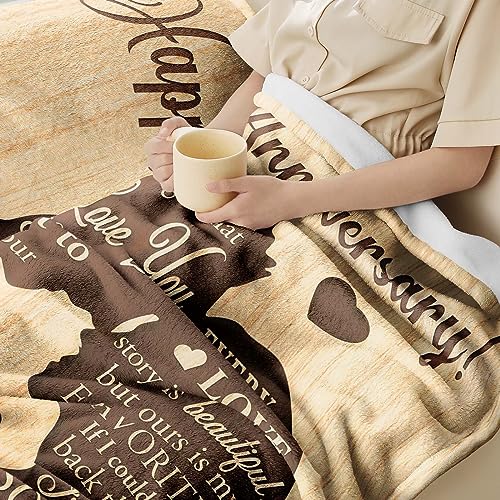 Anniversary Wedding Gifts for Her Couple Him Husband Blanket,Best Romantic Anniversary Marriage Gift for Couple Mom Dad Parents, Happy Anniversary for Girlfriend Boyfriend Gifts,Throw Blanket 60"x50" - Image 4