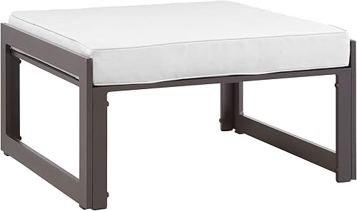 Vista 44 de Modway Fortuna otomana de aluminio para patio al aire libre, color blanco y gris