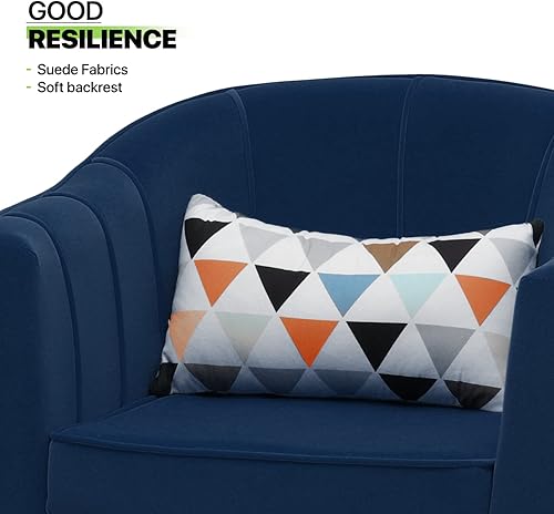 Miniatura 15 de Magshion Silla decorativa de barril con almohada lumbar, sillón tapizado moderno, sillón ergonómico individual para sala de estar, dormitorio,