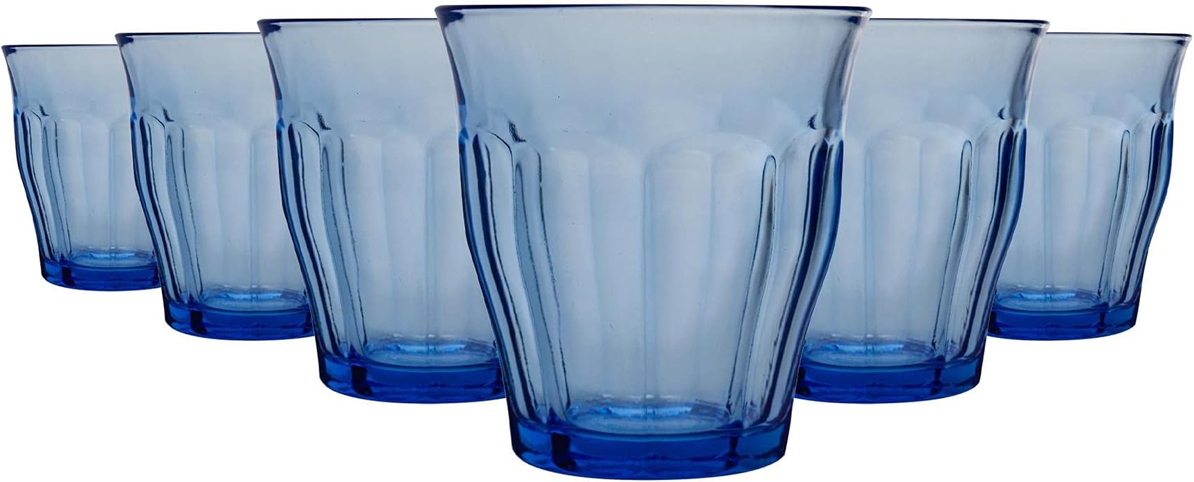 Duralex Picardie Drinking Glasses - 220ml Tumblers for Water, Juice - Blue - Pack of 12