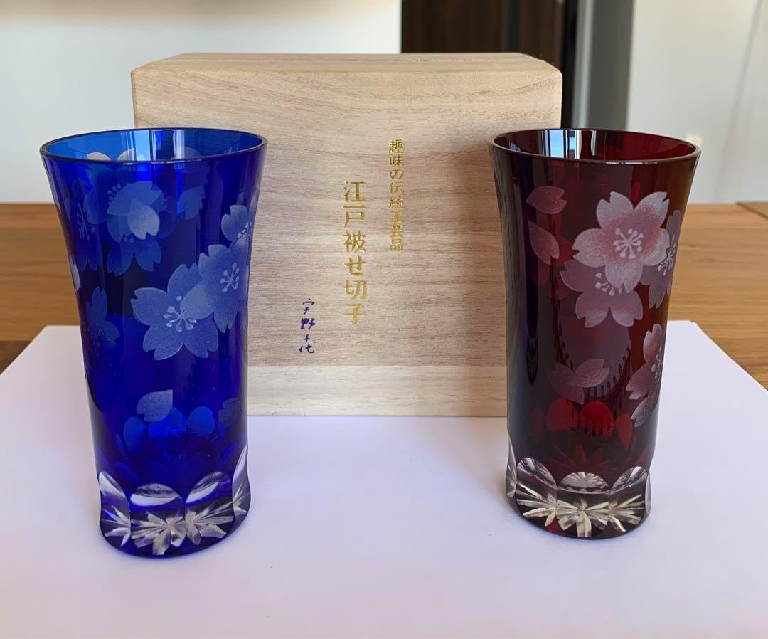 田島硝子 江戸切子 青赤2個セット グラス コップ タンブラー ペアコップ 楽天市場】【ポイント10倍】【伝統工芸】田島硝子 江戸切子 映見玉矢来