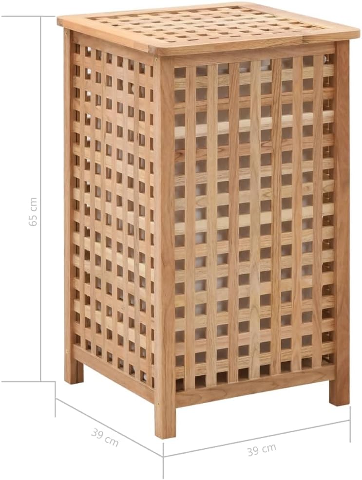 SKM Laundry Bin 15.4"x15.4"x25.6" Solid Wood Walnut,Brown (Weight 10.47KG)