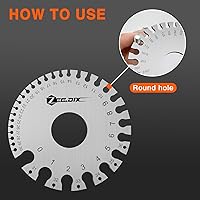 Vista 6 de ZeeDix Calibrador de hoja de cable redondo de doble cara estándar - Herramienta de medición de alambre de metal de acero inoxidable Herramienta