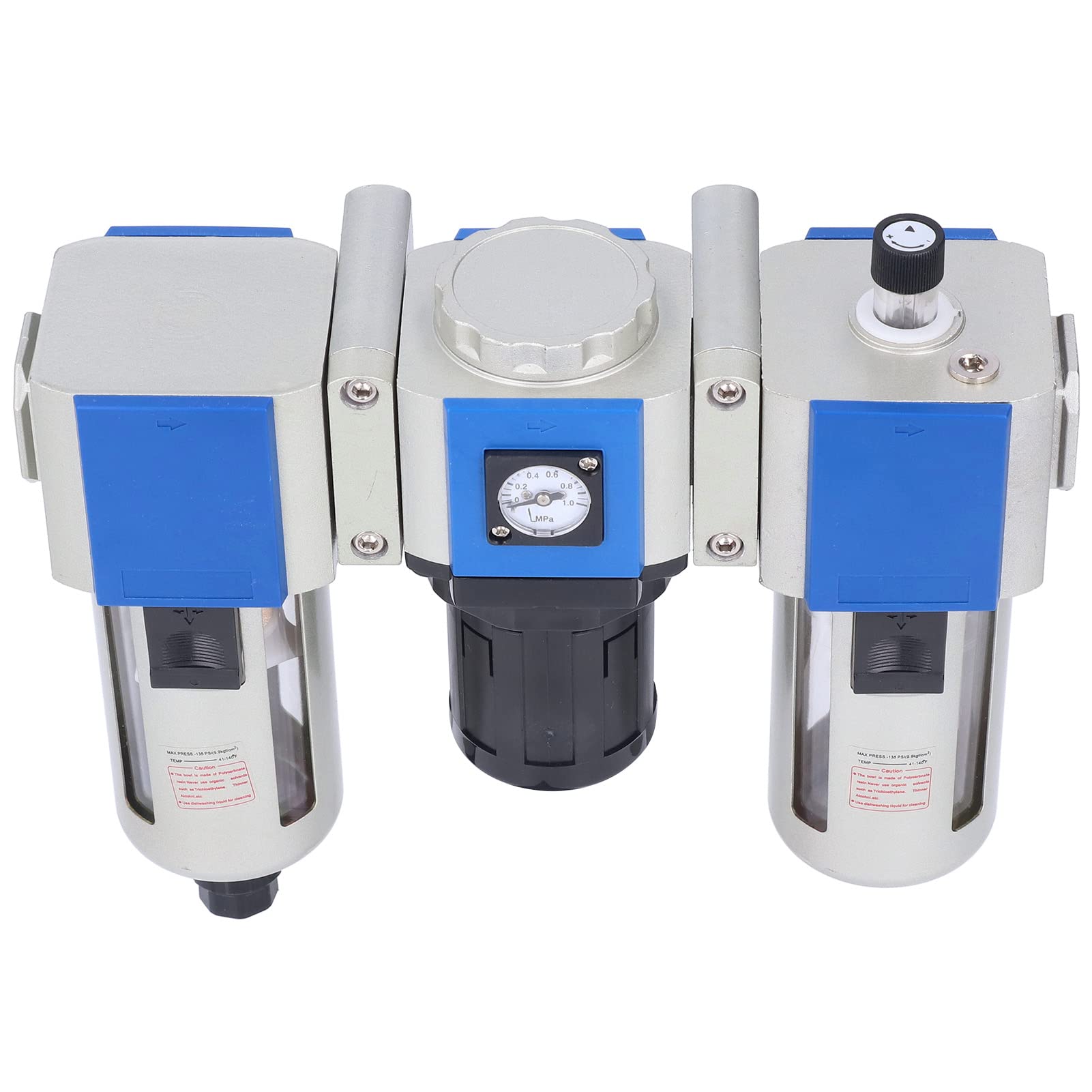 FTVOGUE Combinación de Lubricador Regulador de Filtro de Aire de 3 Etapas con Taza de Aceite de 160CC, Sellado de Espacios de Taza de Agua de 80CC para de Aire Comprimido (GC400-10)