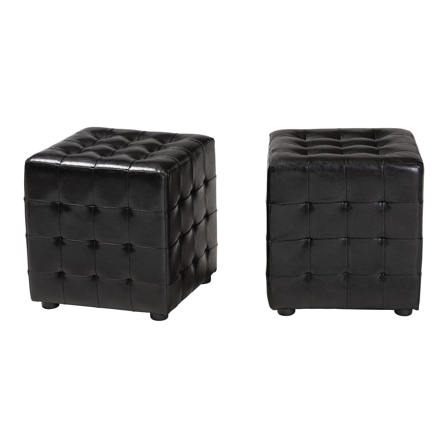 Baxton Studio Siskal Modern Cube Ottoman, Black, Set of 2