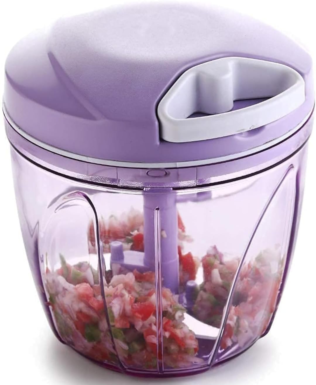 Premium Manual Chopper with Multi-Blade Vegetable and Fruit Cutter, Mixing Attachment, 1000ml, Purple