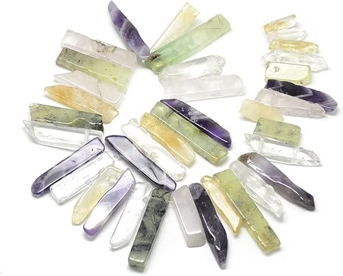 Miniatura 12 de Beadthoven - 40 unidades de piedras preciosas de cuarzo curativo de piedra de jaspe rojo natural, cuentas planas irregulares, colgantes de péndulo