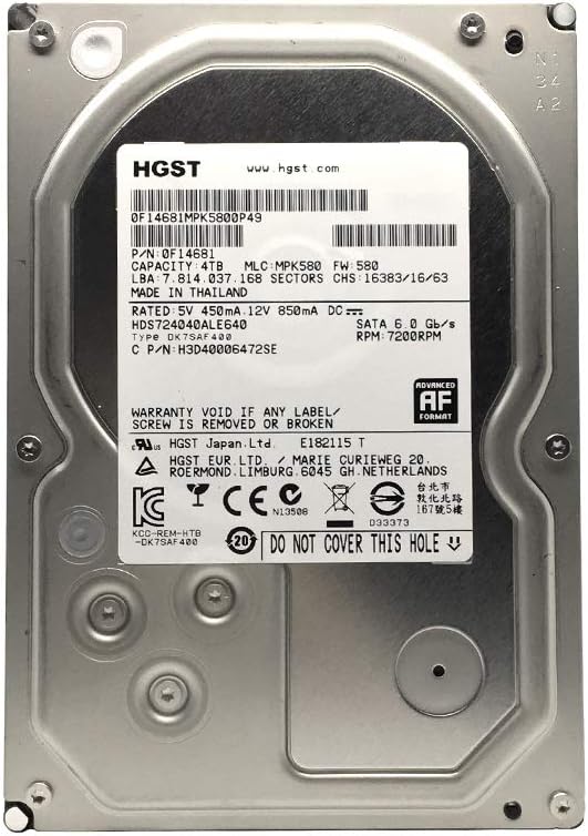 HGST Deskstar HDS724040ALE640 0F14681 7K4000 4TB 7.2K RPM 64MB SATA Internal HDD