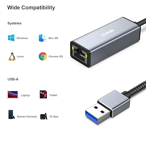Miniatura 4 de BENFEI USB Ethernet Adapter 1000 Mbps, Pack of 2 USB to RJ45 Gigabit Ethernet LAN Network Adapter Compatible with MacBook Surface Pro Notebook PC