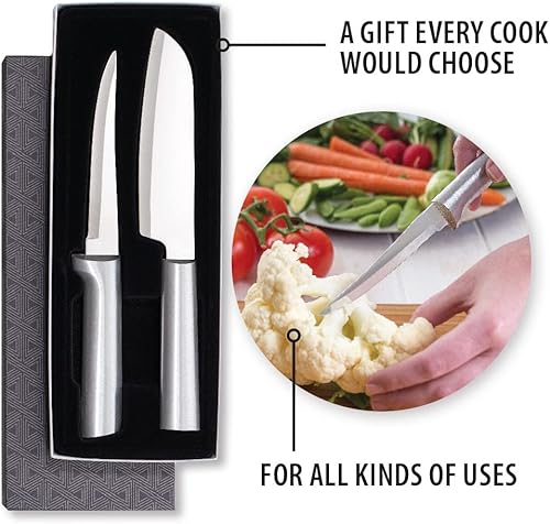 Miniatura 2 de Rada Cutlery Juego de dos cuchillos de acero inoxidable con aluminio, 8 pulgadas, mango plateado