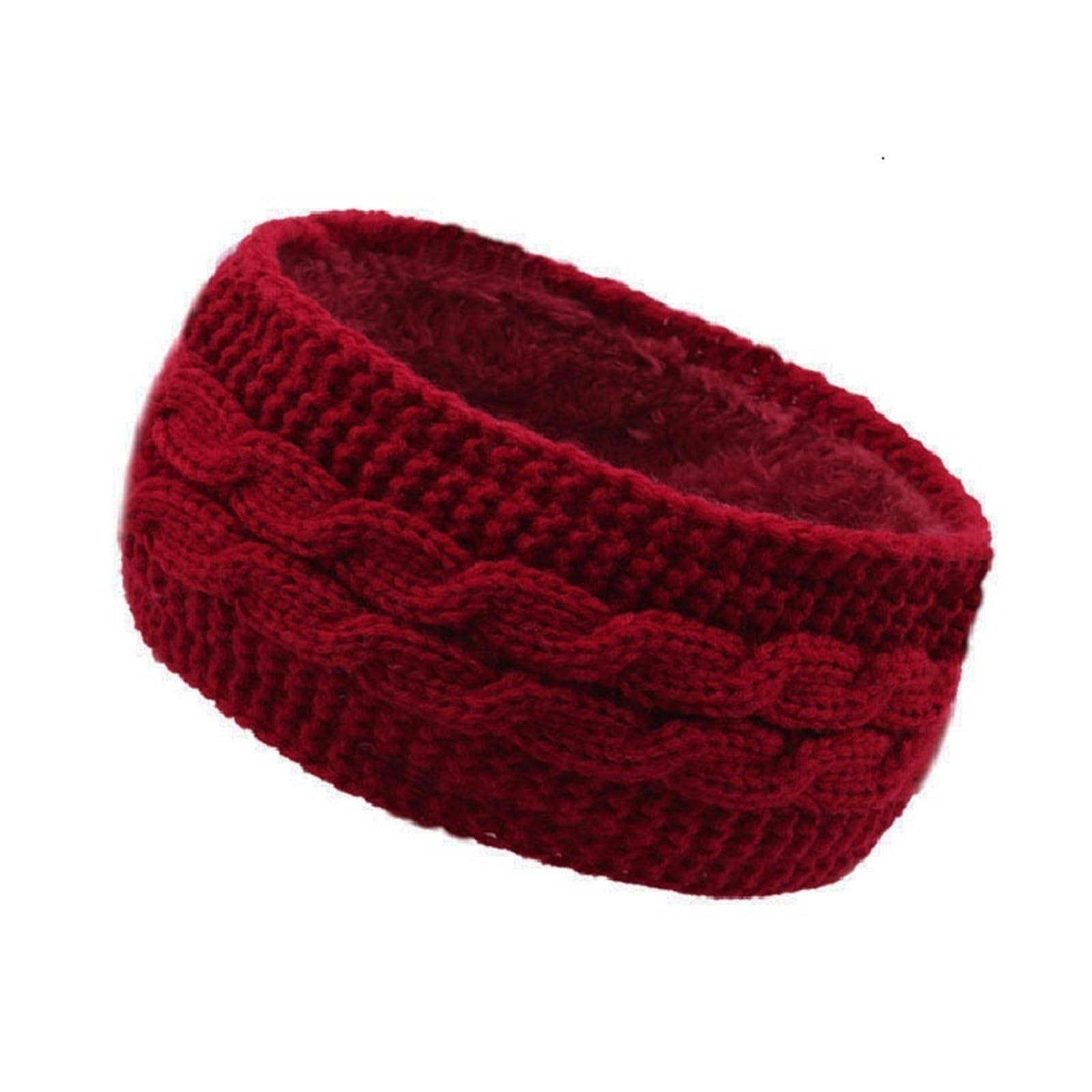 Stirnband 2 Stück Winter gestrickter winddichter Gehörschutz Keepwarm Winter Haarband dickes Stirnband Winter Stirnband(Red)